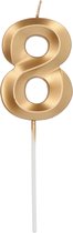 Folat - Kaars cijfer 8 glamour goud metallic 7 cm