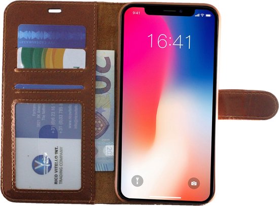 Apple iPhone XS Max Rico Vitello Etui portefeuille en cuir / Book Case / couleur de la couverture Marron clair