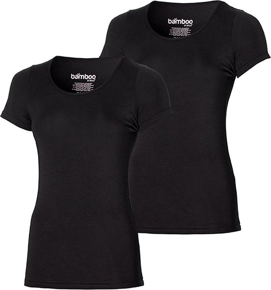 Apollo - Bamboe T-shirt dames - Zwart - 2-Pak - Maat S - Dames T-shirt