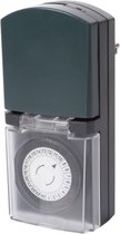 Perel Analoge timer, mechanisch, 230 V, 16 A, 3680 W, IP44, voor gebruik buitenshuis, Duitse aarding type F, zwart