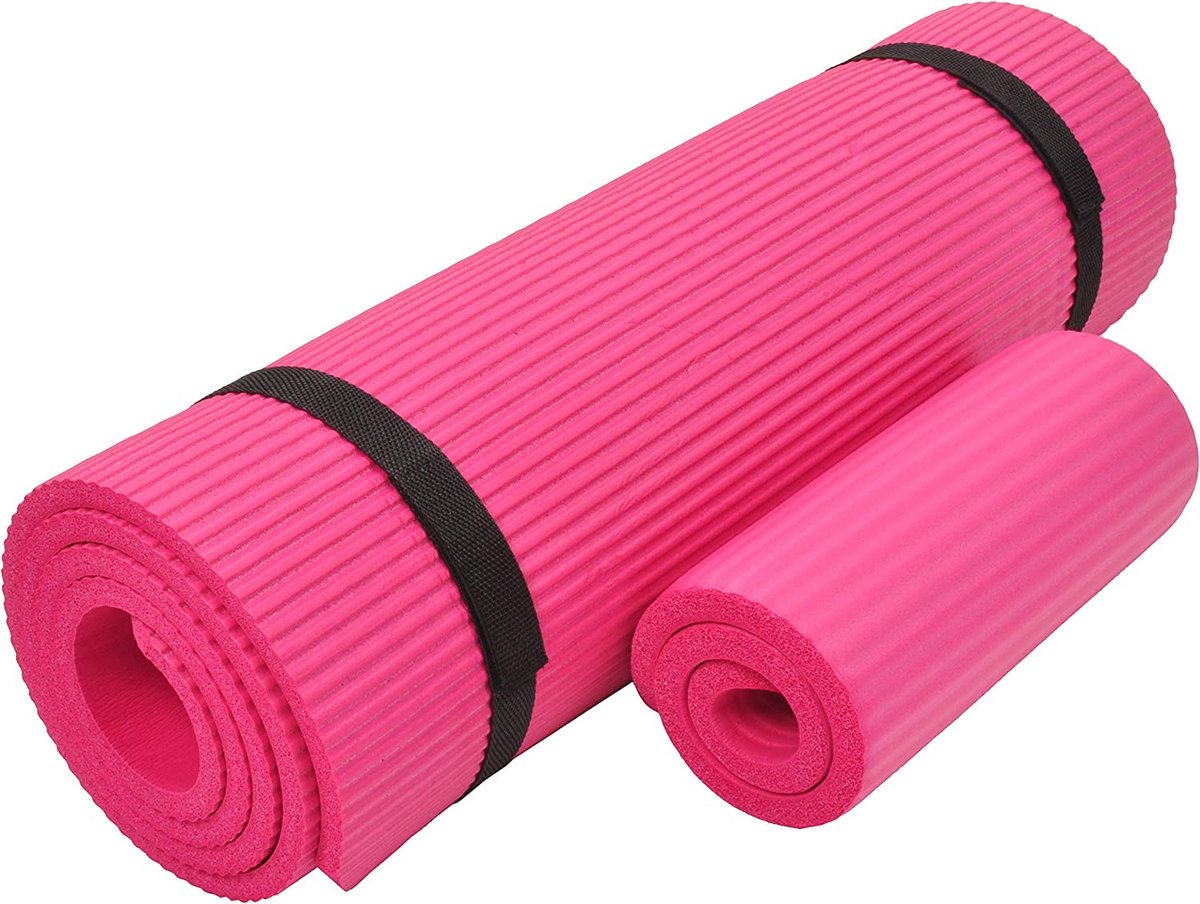 Everyday Essentials yogamat, extra dik, hoge dichtheid, scheurbestendig, met kniebeschermer en draagriem, 1,27 cm