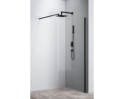 WOON-DISCOUNTER.NL - Roka 90 x 200 - 6mm - Inloopdouche - Mat zwart profiel - Nano coating - Easy Clean - Douchewand - 161090BLK-6mm WOON-DISCOUNTER.NL - Roka 90 x 200 - 6mm - Inloopdouche - Mat zwart profiel - Nano coating - Easy Clean - Douchewand - 161090BLK-6mm