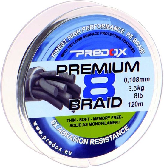 Predox Fusion Premium 8 Braid - Vislijn - Gevlochten vislijn - Diameter 0.126mm - Lengte 120m - Trekkracht 5.00 kg - Kleur Olive Green - Roofvis - Predox