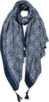 Juleeze Sjaal Dames Print 90x180 cm Blauw Beige Shawl Dames