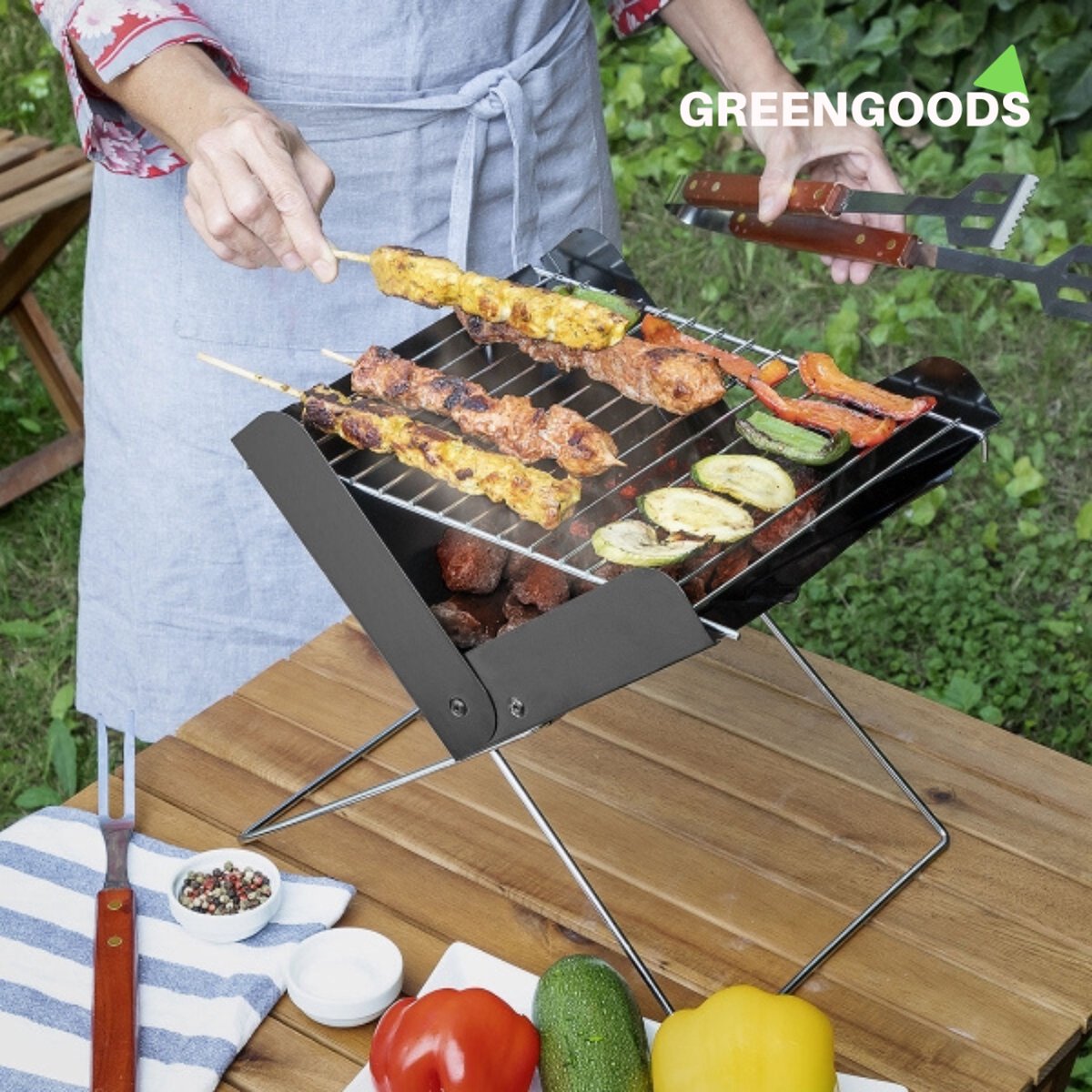 GREENGOODS - Mini Barbecue - BBQ - Opvouwbare BBQ - Barbecue Houtskool - BBQ Draagbaar