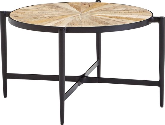 Salontafel - Ronde Woonkamertafel, Massief Bruin - Moderne Industriële Salontafel - Ronde Woonkamertafel, Massief Bruin - Moderne Industriële