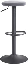 Rootz Barkruk - Donkergrijs - Rugleuningvrij - Keukenkruk Stof-Metaal Design - Fluweel - Verstelbare hoogte 58-79 cm