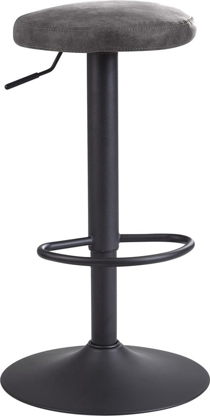 Rootz Kruk - Rugleuningvrij - Keukenkruk, Stof-Metaal Design - Tegenkruk, Bistrokruk - Grijs Suède - 58-79cm