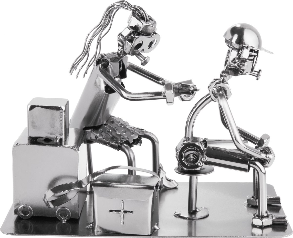BRUBAKER Schroef Man Tatoeage Kunstenaar Tatoeëerder - Handgemaakte IJzer Figuur Metalen Man - Metalen Figuur Cadeau Idee voor Tattoo Fans - Tattoo Gift