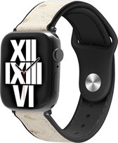 Strap-it Leren band hybrid - Geschikt voor Apple Watch bandje - Series 1/2/3/4/5/6/7/8/9/SE/Ultra (2) - Wit - Leer / Siliconen sportbandje met druksluiting - iWatch bandje maat: 42 mm 44 mm 45 mm 49 mm