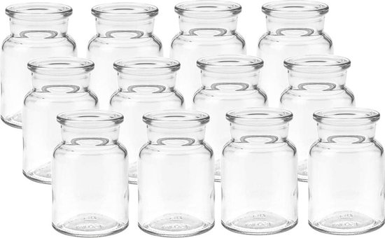 Set van 6 Ronde Mini Vazen Glazen Flessen Kleine Decoratieve Flessen Flessen Vaas Glazen Flessen Bloemenvaas (Pak van 6)