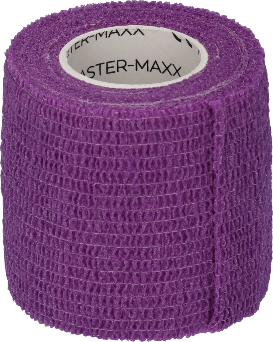 Goedkoopste Plastermaxx de hypoallergene elastische pleister ( paars ) die werkt zonder lijm. Waterbestendig, rekbaar, anti allergisch, latex vrij, absorbeert bloed, afscheurbaar ( geen schaar nodig ) lengte 450cm x breedte 5,0cm, handig voor thuis of op reis