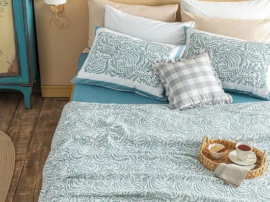 English Home Summer blanket - Bedsprei incl. 1 kussensloop en onderlaken - 150x220 cm - Blauw