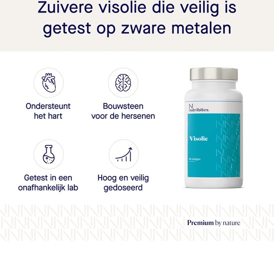 Nutribites Visolie Zuivere vorm van omega 3vetzuren 60 Capsules