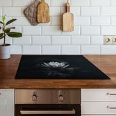 Inductiebeschermer Zwarte lotus | 60 x 52 cm | Keukendecoratie | Bescherm mat | Inductie afdekplaat