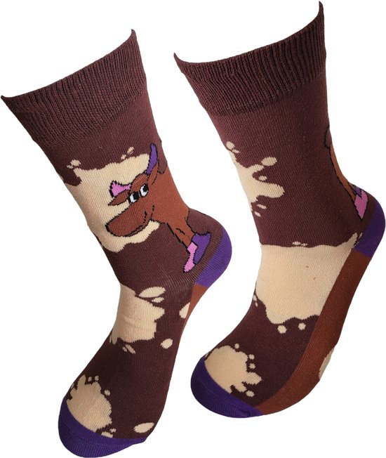 Verjaardag cadeau - Koe sokken - Chocolade melk - Boerderij sokken - Boer - valentijn cadeau - aparte sokken - grappige sokken - leuke dames en heren sokken - moederdag - vaderdag - Socks waar je Happy van wordt - Maat 37-44