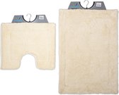 Wicotex - Badmat set met Toiletmat - WC mat met uitsparing Beige uni - Antislip onderkant