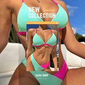 Bikini Dames -Bikini Sets - Zacht Stof Bikini - Bikini Zomer 2023 - Blauw/Rood- Maat M