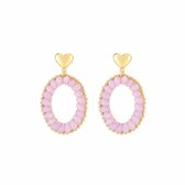 Bijoutheek Clips d'oreilles Ovales Perles Colorées Violet