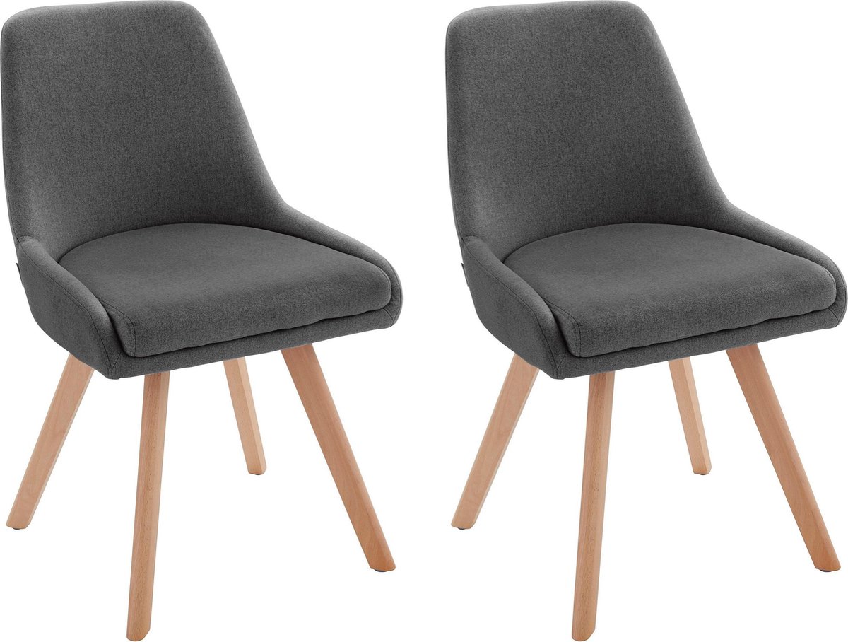 Notio Living Rudi-Eetkamerstoel - Set van 2 - Antraciet Zwart