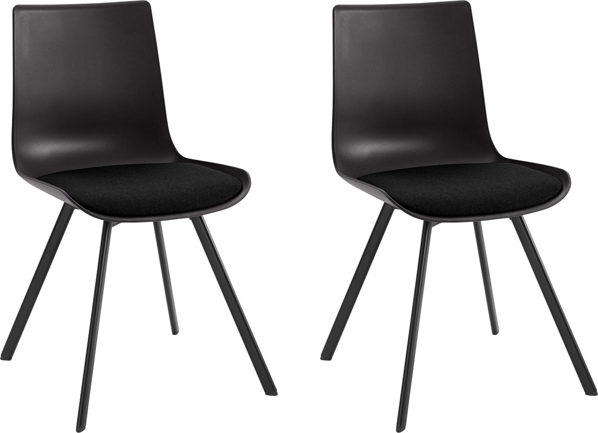 Notio Living Lucky-Eetkamerstoel - Set van 2 - Zwart Plastic