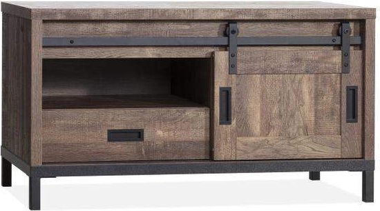 Staphorst TV meubel klein - TV Kast - TV Meubel Industrieel - 120cm breed - Espresso houtlook