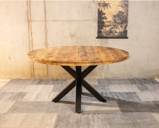 Table à manger ronde en manguier naturel ' Spider' 140 cm