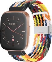 Nylon Smartwatch bandje - Geschikt voor Fitbit Versa / Versa 2 gevlochten bandje - kleurrijk - Strap-it Horlogeband / Polsband / Armband