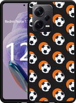 Cazy Hoesje Zwart geschikt voor Xiaomi Redmi Note 12 Pro+ 5G Soccer Ball Orange