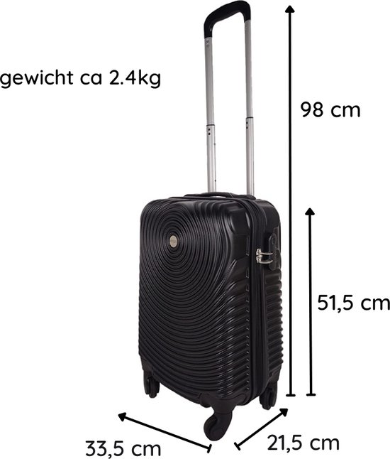 Ceruzo Handbagage Koffer - Trolley - 28L - 51.5 cm - Spinnerwielen 360°- Cijferslot-Zwart-Reiskoffer