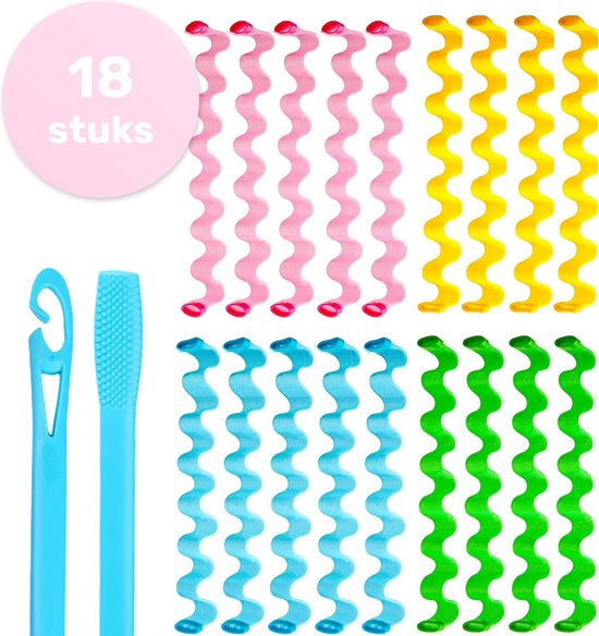 Heatless Curls - 18 stuks - 30 cm - Wave Formers - Krulspelden - Haarrollers - Hair Curler - Volledige Set - Krullen Zonder Hitte - Soft & Silky