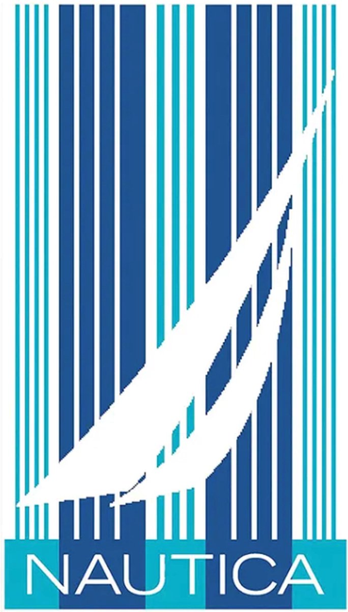 Nautica - Blue Ship Strandlaken - Strand Handdoek - 100% Badstof Katoen - 90x180 cm - Blauw / Aquablauw