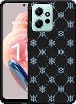 Cazy Hoesje Zwart geschikt voor Xiaomi Redmi Note 12 4G Snowflake Pattern