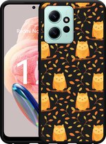 Cazy Hoesje Zwart geschikt voor Xiaomi Redmi Note 12 4G Cute Owls