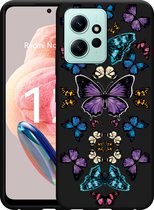 Cazy Hoesje Zwart geschikt voor Xiaomi Redmi Note 12 4G Vlinder Symmetrie