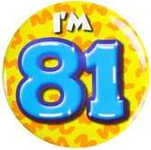 Button 81 Jaar - Button met speld (55mm) - Leeftijd badge - 81 Jaar versiering - Accessoires - Rozet I'm 81 - Verjaardag jongen / meisje / man / vrouw - Button 81 Jaar