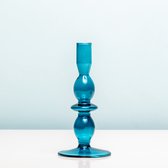Kaarsenhouder Kandelaar Glas  | Dark Blue | Blauw | Present Time | Medium