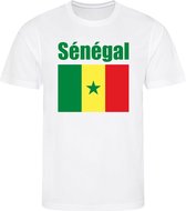 WK - Senegal - Sénégal - T-shirt Wit - Voetbalshirt - Maat: 134/140 (M) - 9 - 10 jaar - Landen shirts
