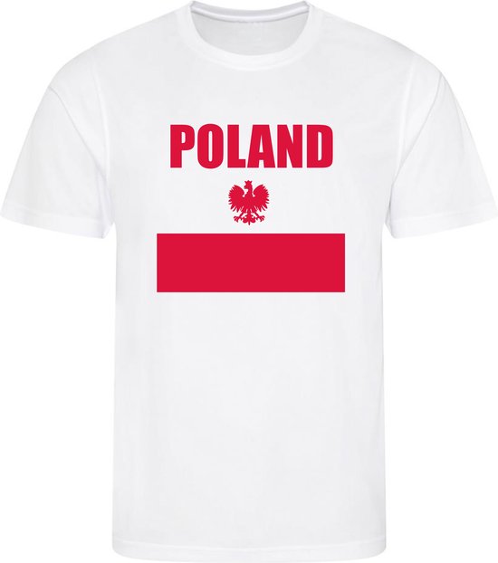 WK - Polen - Poland - Polska - T-shirt Wit - Voetbalshirt - Maat: 146/152 (L) - 11-12 jaar - Landen shirts