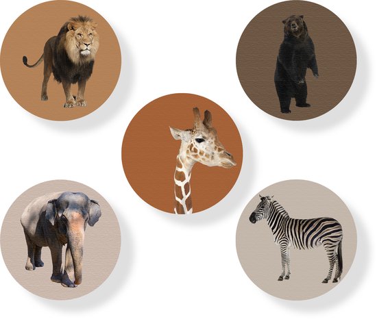 Huurdies - Cercles de papier peint - Autocollants pour papier peint - Set de 5 - Diamètre 30 - Feuille autocollante - Sans déchirure ni pli - Facile à assembler - Facile à repositionner