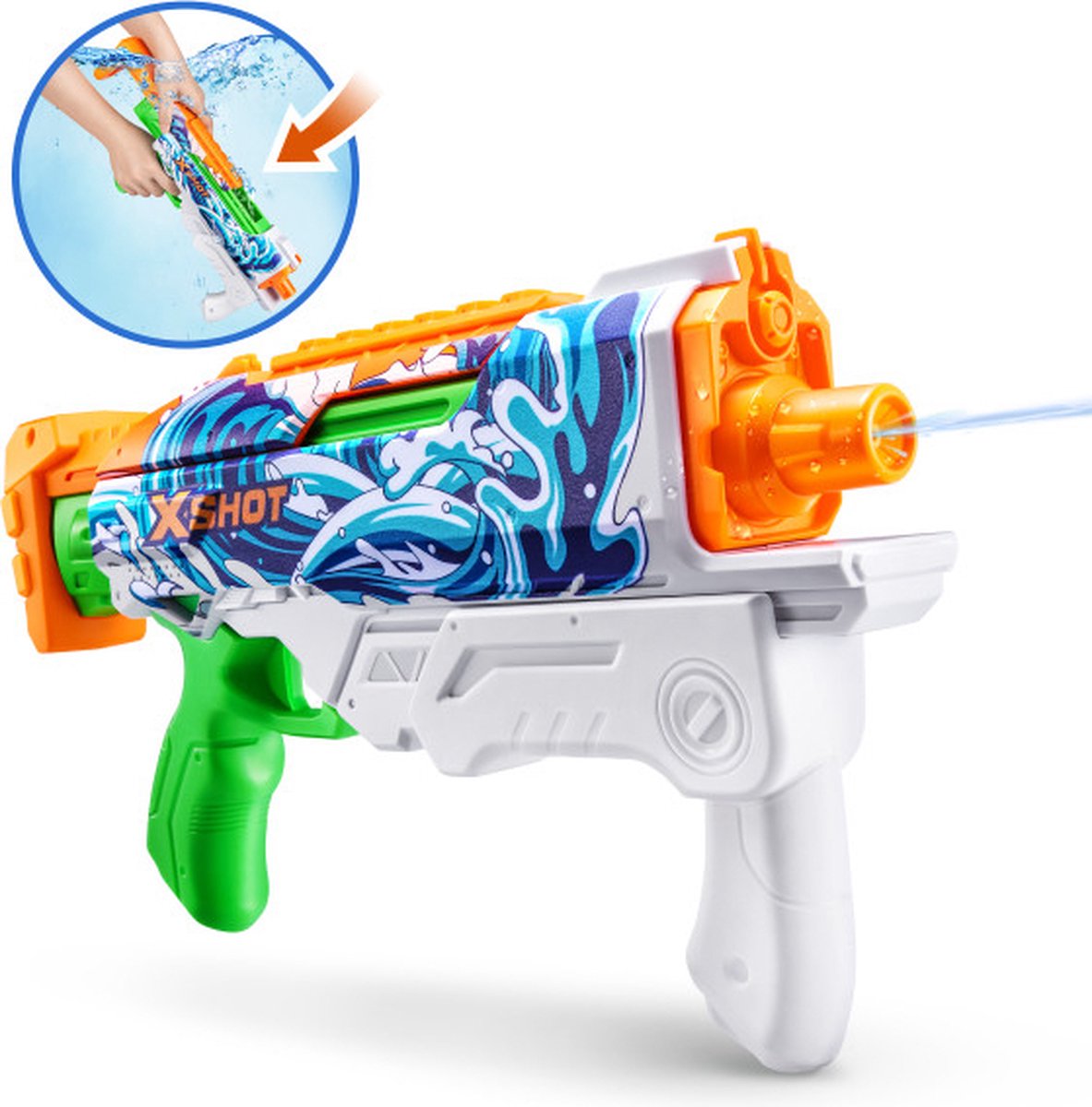 ZURU - XSHOT - Water Fast-Fill Skins Hyperload Water Blaster - Waves Print - Waterpistool - 500 ML