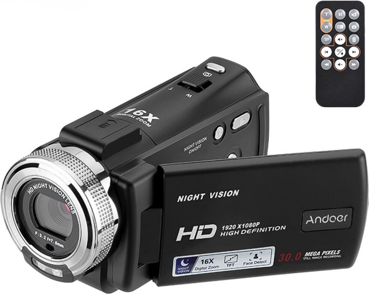 Caméra vidéo 4K Ultra HD 16X Zoom numérique Incl. télécommande