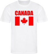 WK - Canada - T-shirt Wit - Voetbalshirt - Maat: 122/128 (S) - 7 - 8 jaar - Landen shirts