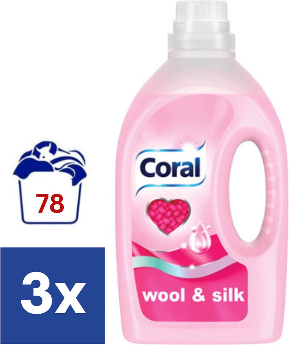 Coral Wool & Silk Vloeibaar Wasmiddel - 3 x 1.25 l