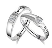 Ring dames | ring heren | zilveren ring dames en heren set| Zirkonia steen forever ringen | zilver 925 | one size ringen | verstelbare ringen | cadeau voor vrouw | liefdescadeau | verlovingsringen | Trouwringen | valentijn