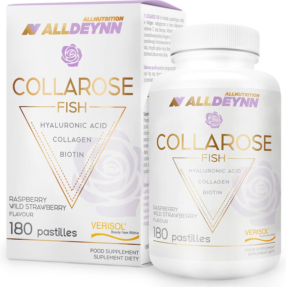 Goedkoopste Alldeynn | Collarose | Vis collageen | 180 pastilles 90 servings | Hyaluronzuur | Biotin | Vrouwen | Supplement | Nutriworld
