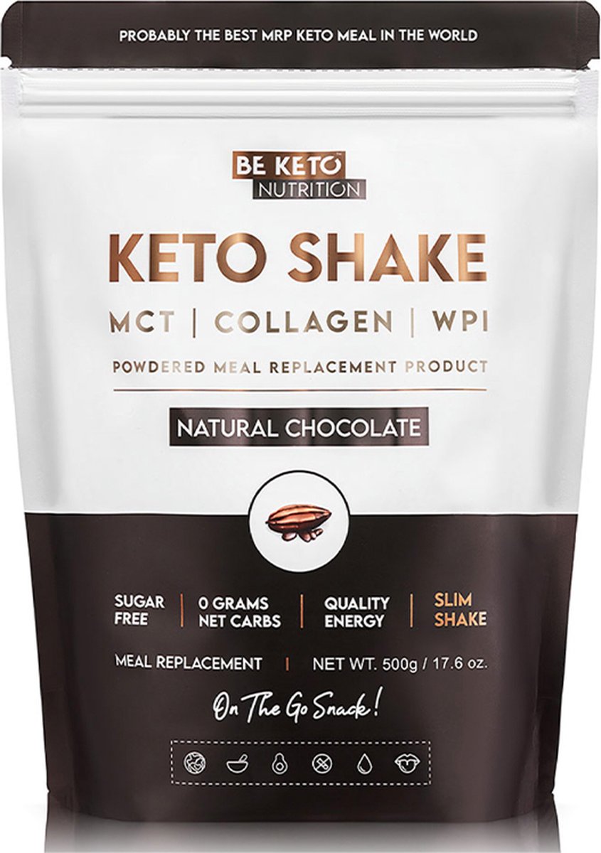 Goedkoopste Be Keto | Diet Keto Shake | Natural Chocolate | 1 x 500 gram