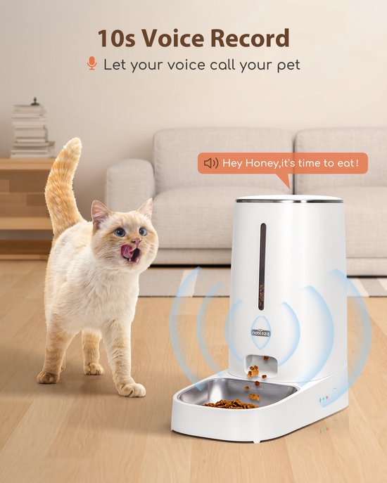 Nobleza Automatische voerbak - Voerautomaat voor honden en katten - Smartphone besturing - Voerdispenser - 4L - Wit - Nobleza