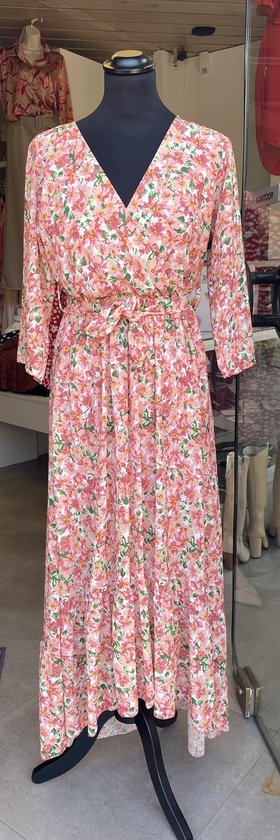 Belle robe maxi à fleurs rose exclusive - taille unique (38-42)