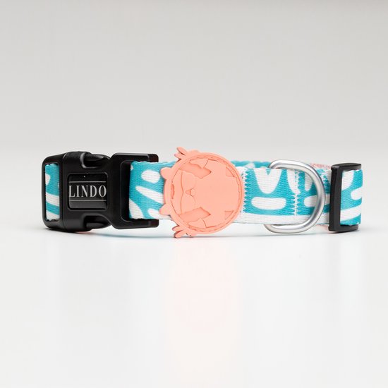 Lindo Dogs - Touch - Luxe halsband hond - Roze/Turquoise - L - (46 - 70 cm x 2,5cm)